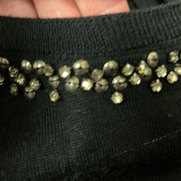 Loft black lightweight sweater with embellished neckline Sz XS - Picture 6 of 7